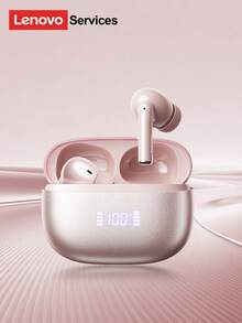 Lenovo LE232 ANC Noise Cancelling Bluetooth Headphones, Half In-Ear Design With Battery Level Display, Large Dynamic Driver, Surround Sound, High-Fidelity Audio, Low Latency, Long Battery Life, Comfortable Silicone Wireless Earbuds Compatible With Smartphones And Computers - Pink - View 12