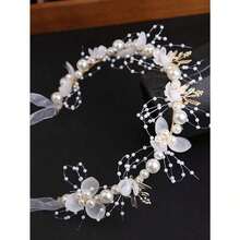 Sweet Floral Headband For Girls, Minimalist Fashion Flower Crown Headpiece, Suitable For Toddlers, - 白色 - 查看 2