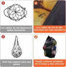AdooAdii Bolsa de Pelota Bolsa de Red de Fútbol Bolsa Grande de Malla Deportiva para 12 Balones, Portátil Mochila Gimnasio Bolsa de Alenamiento para Piscine Playa Entrenador Equipo de Deportivo - albaricoque - Ver 5
