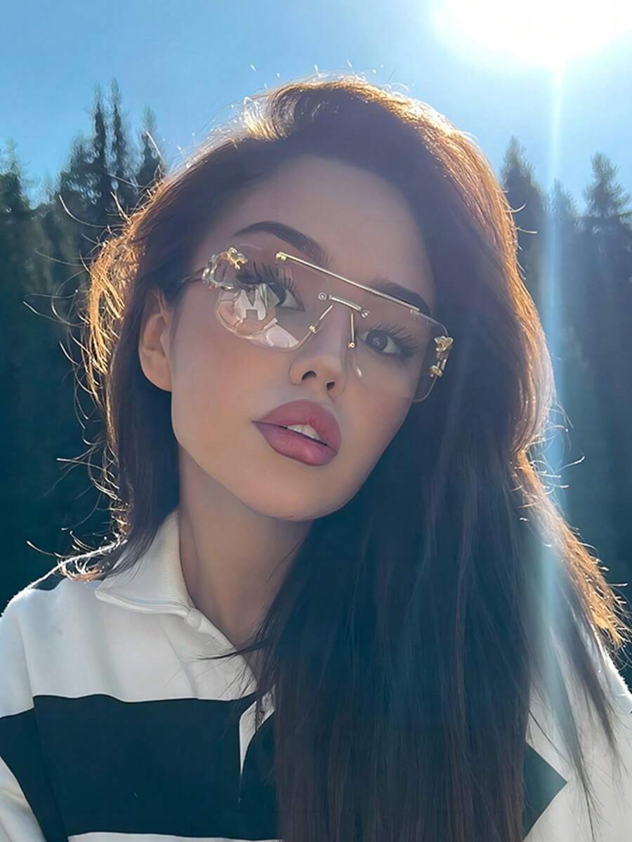 Óculos de Moda Quadrados Retrô Unissex, Templos de Plástico Transparente com Decoração de Estampa de Leopardo, Óculos Decorativos Estilosos para Homens e Mulheres - Transparente - Visão 1