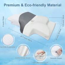 Cervical Pillow For Neck And Shoulder Pain Relief Cool Ice Silk Memory Foam Pillows Odorless Orthopedic Support Bed Pillows Heated Neck Ergonomic Pillows For Back Side Stomach Sleeper Grey - LightGrey - View 2