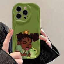 Princess And The Frog 3D Wave Edge Phone Case For IPhone 17 Air/16 15 14 13 12 Pro Max/17 16 15 14 Plus/13 12 11 Pro/X/Xs Max Shockproof Protective Case Thickened Full Edge Soft Case Holiday Birthday Gift - 米色 - 查看 3