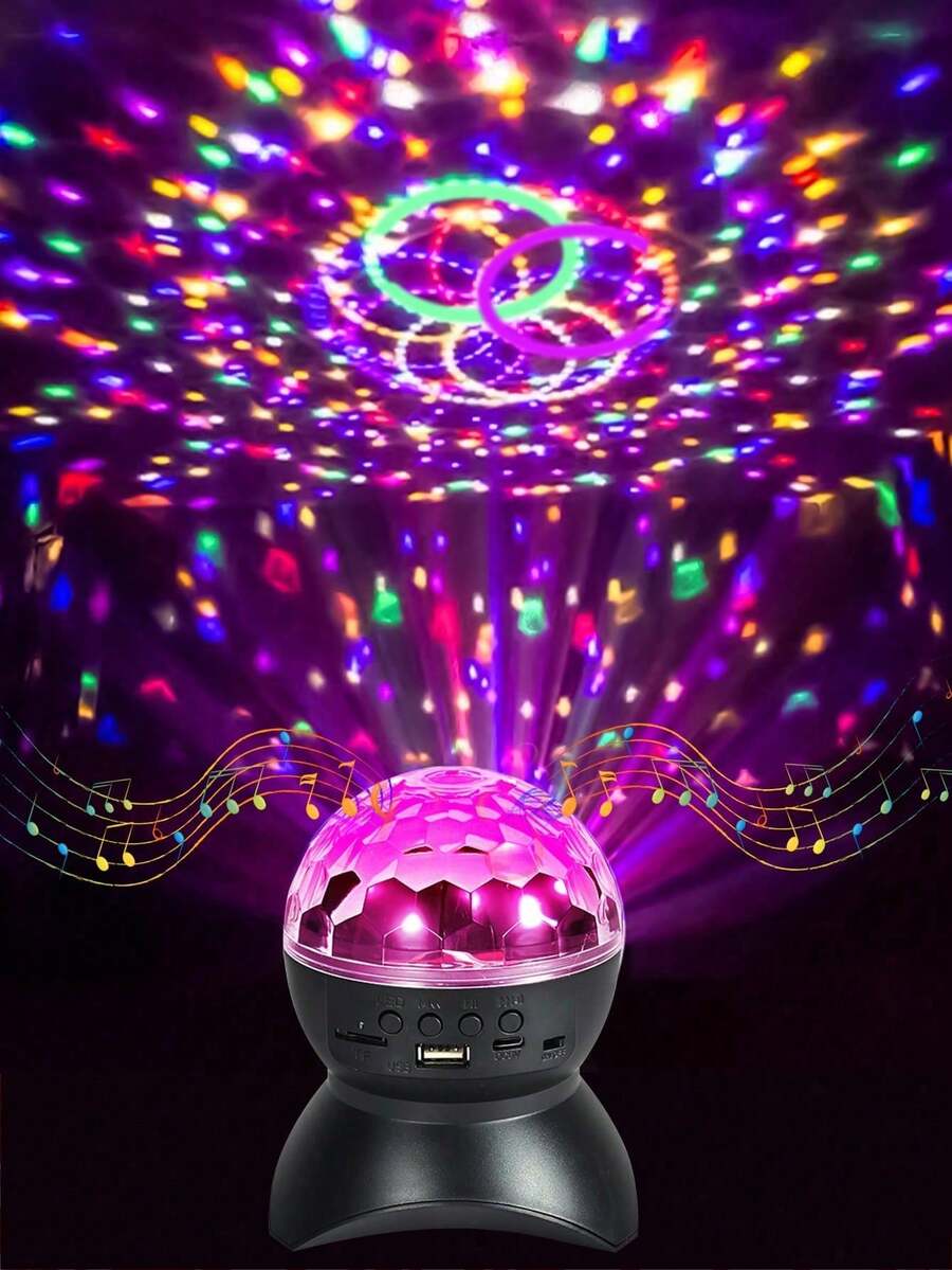 1pc LED Wireless RGB Rotating Projection Lamp, KTV Colorful Lamp, RGB Stage Strobe Light, Rechargeable Crystal Ball Lamp, Outdoor Speaker Christmas Stage Light, Disco Ball Party Light - Multicolor - View 1
