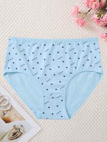 5 piezas Bragas de algodón de talla grande con estampado de letras y cintura alta cómoda - Multicolor - Ver 6