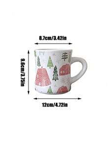 1 件 300ml 圣诞元素陶瓷咖啡杯，圣诞树和雪花设计马提尼杯，适合圣诞晚餐、牛奶杯、拿铁杯、情侣礼物返校 - 彩色 - 查看 14