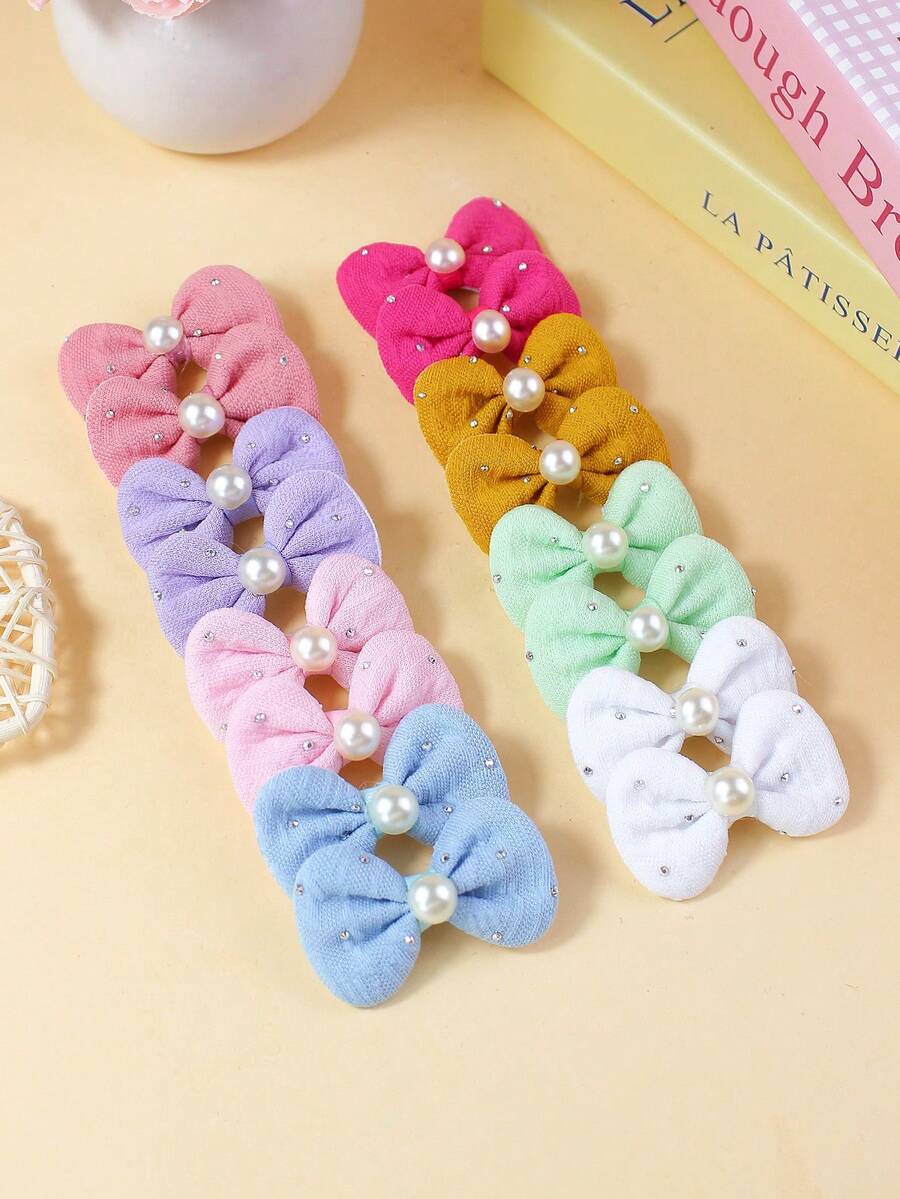 12pcs Colorful Bow Hair Clips For Girls, Versatile Casual Decorative Hair Accessories, Perfect Gift Choice - Multicolor - View 1