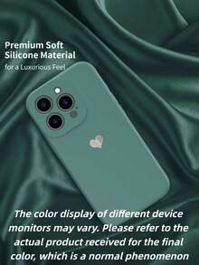 Funda de teléfono minimalista de alta calidad, unicolor con decoración de corazón de papel de estaño, diseño suave tipo líquido, adecuada para el uso diario. Anti-caída, antideslizante, anti-arañazos, compatible con iPhone 17/17Pro/17 Pro Max/17 Air, 16/15/14/13/12/11/Pro/Pro Max/Plus, S20-S25/FE/Ultra, A56 5G, teléfonos - Verde + Corazón - Ver 6