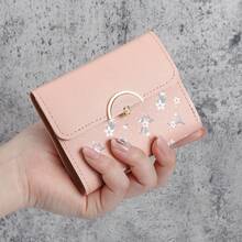 Monedero pequeño para mujeres, estilo coreano corto, monedero de monedas plegable y moderno para estudiantes - Gris - Ver 11