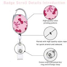 1个简约多功能椭圆形樱桃图案单面证件夹，个性化证件夹，趣味十足的医护工作证件夹，办公室职员、教师、护士、学生证件配件（花卉图案） - 彩色 - 查看 3