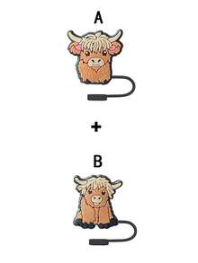 1pc/2pcs/3pcs/6pcs/9pcs High Plateau Cow Silicone Straw Lids Fit For 30 & 40 Oz Glass Cups, 10mm Cute Cow Straw Caps, Reusable High Plateau Cow Straw Covers, Dust-Proof Straw Lids, Cup Accessories - Multicolor - View 7