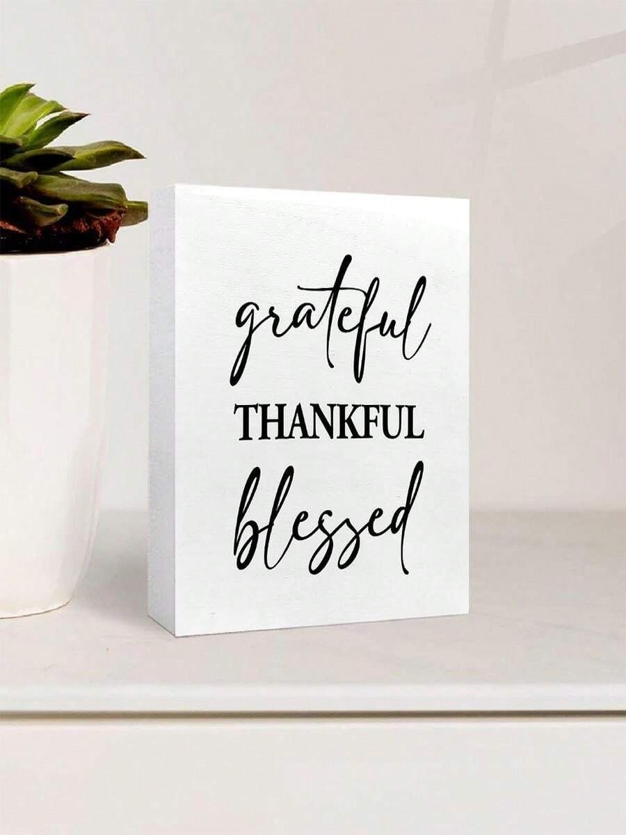 A Wooden Box Symbol Of Gratitude And Blessings A Rustic X Desktop Decoration With Elegant Handwritten Lettering, A Wood Frame, And A Handpainted Look Suitable For Home, Office, Dining Room, Bedroom, And As A Motivational Wall Art Decoration With A Wood Frame - trắng - Xem 1