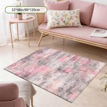 Cashmere-Like Abstract Pink And Gray Pattern Printed Large Carpet, Exquisite Carpet, Comfortable And Beautiful, Versatile Decorative Style, Suitable For Living Room Carpets, Sofa Cushions, Door Mats, Bedroom Carpets, Outdoor Carpets, Malls, Cafes And Other Scenarios, Easy To Clean And Machine Washable, Available In Multiple Sizes. - 彩色 - 查看 9