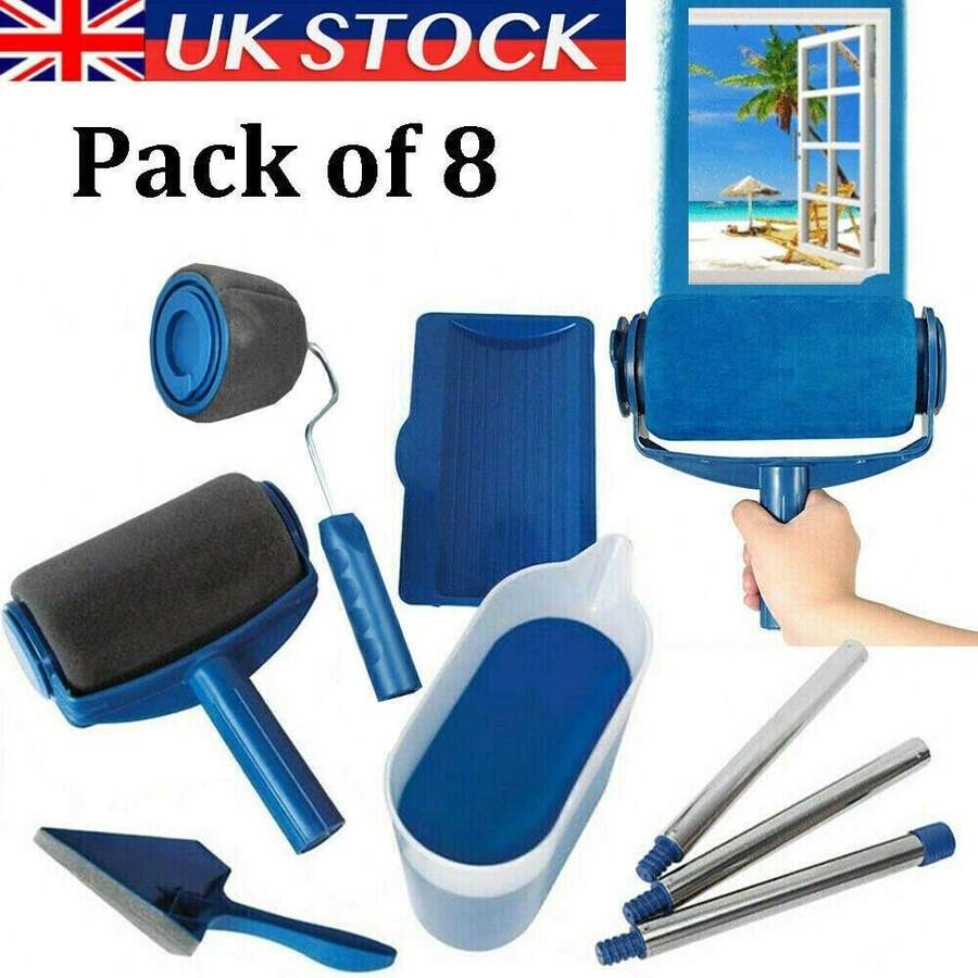 Paint Runner Pro Roller 8Pcs Brush Set Room Painting Wall Handle Decorating Home - 藍色 - 查看 1