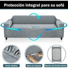 Lubardy Funda para Sala Cubre Salas Cubre Sillones Elástica Funda para Sillones Lavable a Máquina con 1 Fundas de Almohada Protector de Sala Doble Gris - Gris - Ver 4