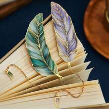 1pc Elegant Feather Design Metal Bookmark, Stationery Gift, School Supplies, Back To School Season - Multicolor - View 5