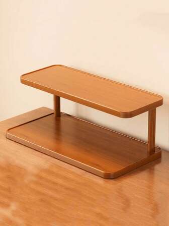 2-Tier Wooden Desktop Organizer Rack, Multi-Layer Office Desk Storage Shelf For Cups, Teaware, Tabletop Display Stand, Small Mug/Coffee Cup Holder