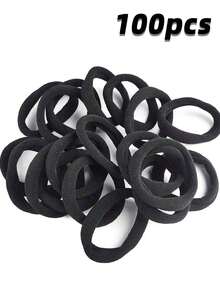100pcs Women's Black, Fashionable Simple, High Elasticity Thick Hair Scrunchies, Suitable For Everyday Use And Gift Giving Hair Ties Ponytail Holders Hair Elastics Hair Rope, Hair Bobbles ,Gym Sport Outfit - màu đen - Xem 4