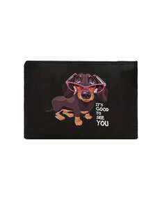 Bolsa Fashionlinen feminina com estampa de um fofo Dachshund com óculos rosa, conjunto de bolsa tote e carteira, bolsa leve e espaçosa para o dia a dia, bolsa resistente e durável para trabalho, casamento, viagens, aniversários, praia, férias, escola, o presente perfeito.