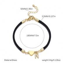 1pc Fashionable Minimalist Letter Detail Heart Shaped Adjustable Bracelet Suitable As Birthday Gift, Date & Daily Accessory For Men, Women, Couple Or Best Friends Valentines,Mom,Mother,Mother's Day,Gift - Letter - View 9