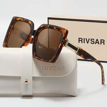 Rivsar 时尚女士太阳镜，高清偏光大方框优雅渐变太阳镜，采用TAC材质，轻盈舒适，适合驾驶、户外活动、派对、优雅场合、摄影、旅行、休闲等，是送给女性的理想礼物（生日、情人节、夏季、婚礼、斋月），日常及特殊场合皆宜，时尚镜框，佩戴舒适，简约百搭，是馈赠佳品，高端品牌节日礼品精品太阳镜，夏季套装，礼盒套装 - 彩色 - 查看 9