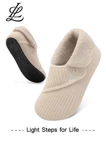 Leisfit 女士柔软蓬松舒适保暖雪地靴，男女通用可调节家居拖鞋，两种穿着方式，舒适轻便，可机洗，配备防滑橡胶鞋底，适合室内外穿着。