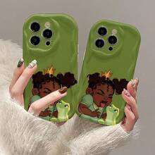 Princess And The Frog 3D Wave Edge Phone Case For IPhone 17 Air/16 15 14 13 12 Pro Max/17 16 15 14 Plus/13 12 11 Pro/X/Xs Max Shockproof Protective Case Thickened Full Edge Soft Case Holiday Birthday Gift - 米色 - 查看 7