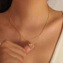 Dây chuyền mặt hình trái tim - Mặt dây chuyền kim loại hình hoa hồng cổ điển với dây xích, món quà trang sức lãng mạn dành cho sinh nhật thiếu nữ. - A - Xem 10