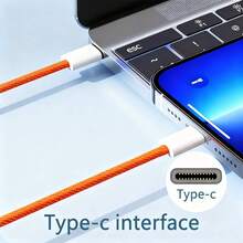 60W USB Type-C 快充線，兼容 17，USB C 轉 USB C 快充線，兼容 17/16/15/15 Pro/15 Pro Max/15 Plus/Pro/Air5，兼容 Galaxy S25/S24/S23，適用於辦公桌配件/汽車配件，手機充電旅行，萬聖節禮物，1件/3件 - 橘色 - 查看 3