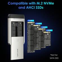 WAVLINK M.2 SSD Cloner,20Gbps NVMe Cloner Dual-Bay SSD Enclosure,Tool-Free M.2 Duplicator For SSDs PCIe Sizes 2230/2242/2260/2280,Supports Offline Clone,Compatible With NVMe And AHCI,Up To 8TB - Silver - View 2