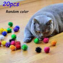 20 pièces Balles de jouet pour chat de couleurs aléatoires, balles en peluche de couleurs assorties pour chat, balles de jouet pour chat, balles de jouet pour animaux de compagnie, balles de stress en peluche interactives pour chat - Couleur Aléatoire - Voir 10