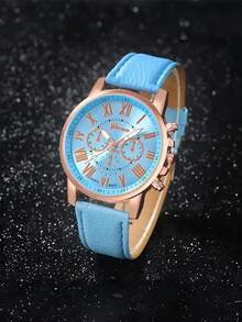 14pcs Women's Watch PU Leather Fashion Simple Three Eye Roman Scale Dial Quartz Watch Set Wristwatch Party Wedding Gift Beach Vacation Valentine Gift