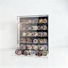 1pc Acrylic Display Case, Multi-Layer Transparent White & Gray Commemorative Coin, Medal, Collectible Storage Box, Wall-Mountable, Removable Shelves - White - View 11