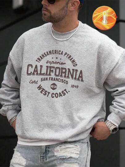 男士加大码新款卫衣，街头时尚Emo图案乐队T恤，篮球，平价服装，Youngboy Never Broke Again，老友记电视剧运动裤，动漫，万圣节街头风卫衣，黑色运动服，加州英文印花长袖休闲印花白色英文印花图案百搭运动服，Y2K风格，极简风格，适合日常穿着