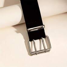 1pc PU Women's Belt Square Buckle Fashion Versatile Accessory Women's Leather Belt - 黑色 - 查看 3
