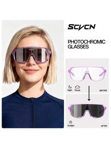 SCVCN Women's Color Changing Cycling Glasses, Color Changing, Suitable For Outdoor, Travel, Daily Wear, Windproof, UV Protection, Suitable For Hiking, Running, Fishing, Beach And Other Occasions, Unisex, Includes 1 Pair Of Lenses - Multicolor - View 1