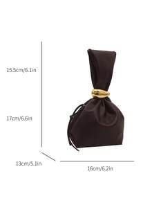 1pc Solid Color PU Leather Handbag, Burgundy Ancora Design, Women's Personalized Mini Cloud Pleated Bag With Metal Decor Zipper Closure, Suitable For Daily And Outdoor Use - 咖啡 - 查看 8