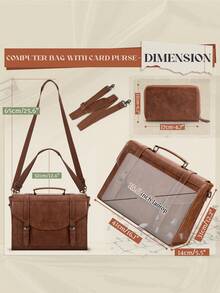 NEWHEY Flap Messenger Bag For Men Vintage PU Leather Laptop Bag 15.6 Inch Retro Briefcase With Wallet Satchel Computer Bag - Multicolor - View 7