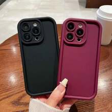 1pc For IPhone 17 Air 16 15 14 13 12 11 Pro Max Plus XS XR Candy Color Phone Case Stylish Shockproof Soft Cover Slim ProtectiveSuitable For IPhone 17 Air - 黑色 - 查看 1