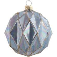 Karma, Adorno Colgante de Navidad, Adorno de Vidrio geométrico con Purpurina de 3 Pulgadas, Azul, decoración navideña, Adorno para árbol de Navidad(default) - Multicolor - Ver 1