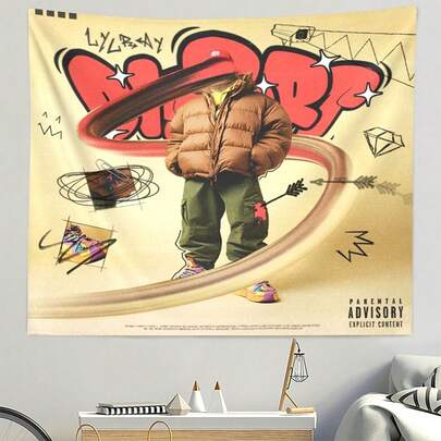 1 Tapiz de YoungBoy - Portada del álbum de hip hop, tapiz grande, adecuado para el hogar, dormitorio o decoración de la sala de música, decoración de la sala de música | Pared vibrante | Tela duradera, decoración de la sala de música.