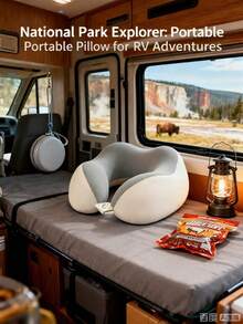 Upgraded 100% Pure Memory Foam Travel Pillow, Multi-Functional Neck Pillow For Airplane Flights, Car Rides, Trains & Office Nap, Portable U-Shaped Pillow With Multiple Colors Almohada Cervical Pillows Travel Pillows For Airplane - 灰白 - 查看 4