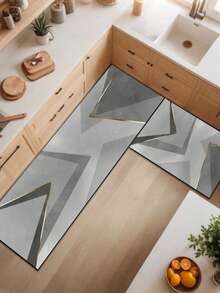 1 件装软橡胶厨房地垫，3.5 毫米厚厨房地毯，灰色几何拼接奢华简约风格厨房吸水地垫，大尺寸地毯，可裁剪以适应厨房，表面织物材质，中间海绵层，底部橡胶层，适用于厨房地毯、厨房装饰、婚礼装饰、家居装饰、浴室地垫、玄关地垫、洗衣房地垫、走廊地毯、客厅地垫等。 - 彩色 - 查看 11