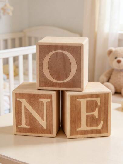 1.9 Inch/5cm Square Wooden Number 1 Block, Suitable For Baby's 1st Birthday Decoration, 1st Birthday Cake Smash Photography Background, Nursery Decor (Not Oversized)