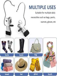 10-Piece Pack Of Stainless Steel Clothespins, Clothes Clips With Hooks, Can Be Used As Trouser Racks And Wardrobe Storage Racks, Suitable For Clothes, Towels And Sheets, A Must-Have For The Laundry Room On Holidays! - Multicolor - View 4