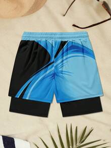 Men's Vacation Beach Style Double Layer Shorts - Multicolor - View 3