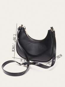 New Stylish, Simple, And Elegant Half-Moon Shaped Glossy Classic Everyday Commuter Bag With A Detachable Shoulder Strap, Can Be Worn As A Shoulder Bag Or Crossbody Bag. A Versatile And Casual Women's Bag, Perfect For School, Shopping, Travel, And Work. A Retro, Street Style, And Japanese-Style Women's Bag That Exudes Sophistication. Ideal For School, Travel, Shopping, Vacations, And Parties, Suitable For Teenage Girls, Women, College Students, And Teachers – A College Essential. - 彩色 - 查看 7