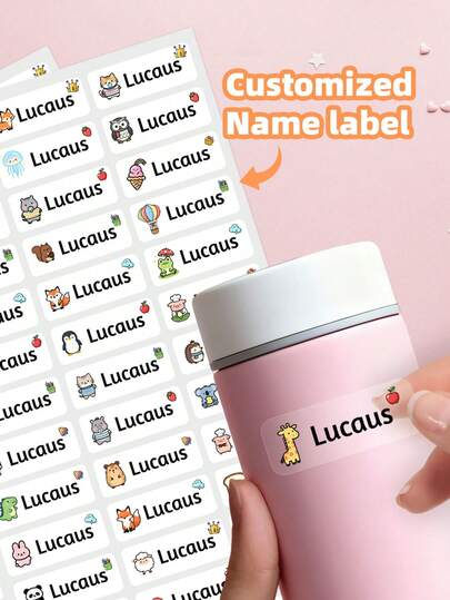 1-240 piezas Etiquetas de nombre de vinilo transparente y resistente al agua - Pegatinas personalizables y lindas, adecuadas para útiles escolares de niños/organización de dormitorios universitarios/equipos deportivos, etiquetas de identidad reutilizables y sin planchar para loncheras/botellas de agua/bolsas de gimnasio, esenciales para guarderías y jardines de infancia, set de regalo para baby shower