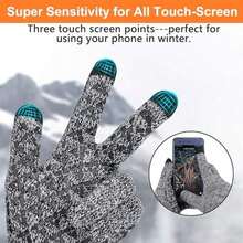 Guantes de Invierno Con Pantalla Táctil Antideslizante Para Hombre y Mujer - Tejidos Con Interior de Forro Polar - Gris - Ver 4