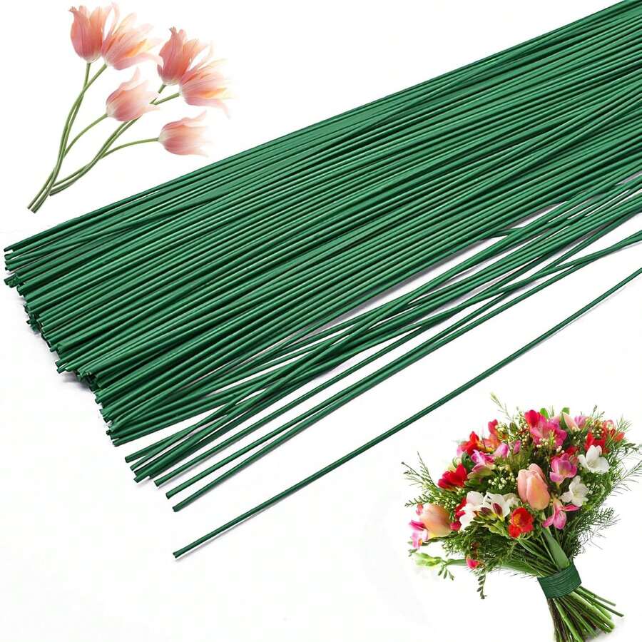 Dây kẽm uốn hoa màu xanh lá cây, cỡ 22 gauge, thích hợp cho cắm hoa và các sản phẩm thủ công DIY, dài 6/8/10/12 inch, đường kính: 0.07 inch, chất lượng dành cho thợ cắm hoa chuyên nghiệp. - màu xanh lá - Xem 1