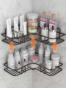 No Drill Bathroom Kitchen Toilet Triangle Shelf, Space Saving Storage Rack - Multicolor - View 4